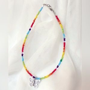 hand made beaded LGBTQ+ butterfly anklet